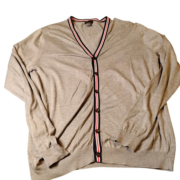 H&M Gray Button Up Silk Blend Cardigan, Large - Picture 3 of 8